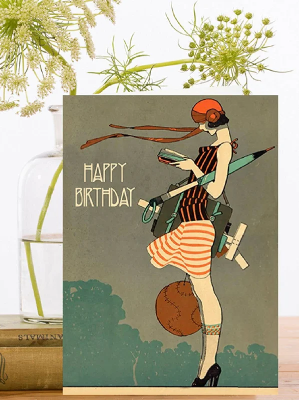 Reading Woman Birthday Card