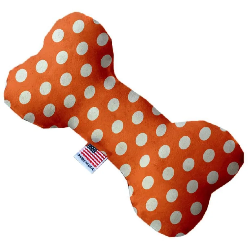 Plush Bone Dog Toy Melon Orange Swiss Dots