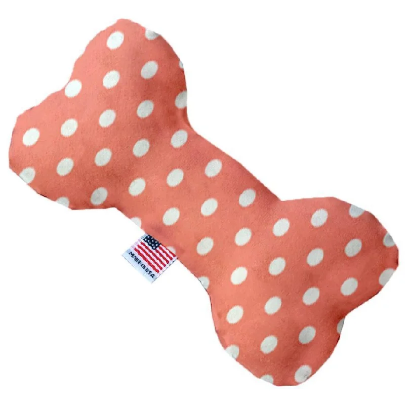 Plush Bone Dog Toy Peach Polka Dots