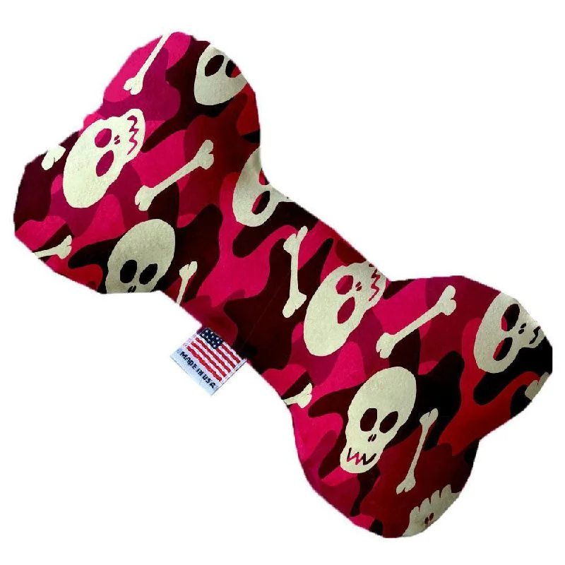 Plush Bone Dog Toy Pink Camo Skulls