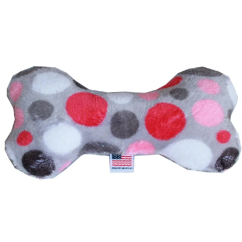 Plush Bone Dog Toy Pink Party Dots