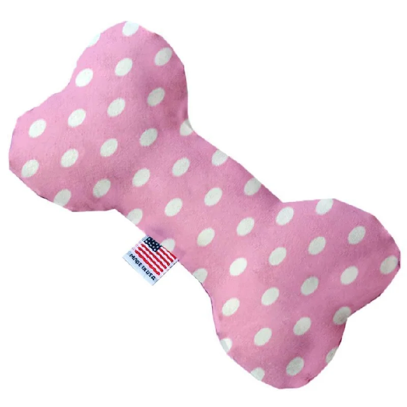 Plush Bone Dog Toy Pink Polka Dots