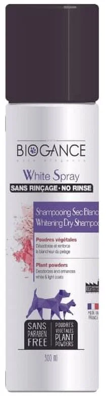 BIOGANCE Şampon uscat pentru câini cu blana albă 300 ml