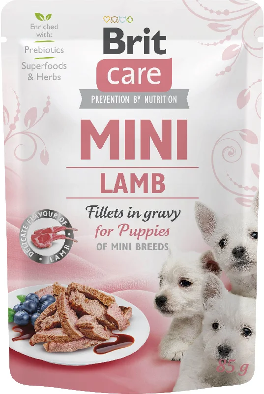 BRIT CARE Dog Mini Plic PUPPY, File de miel, în sos 85g