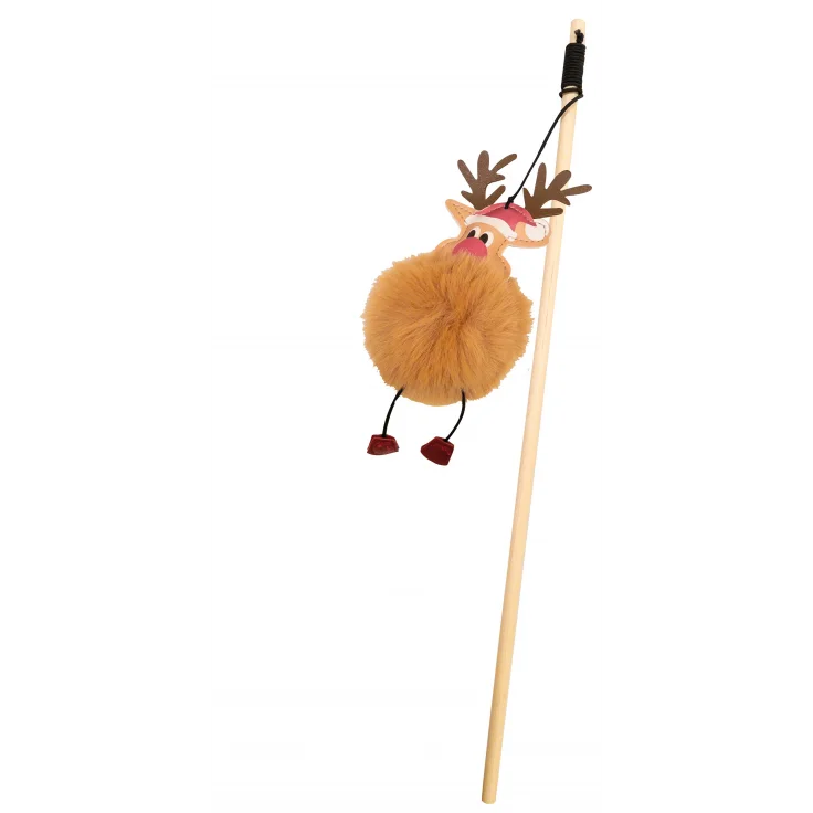 Christmas Cat Stick Fluffy Deer 40cm