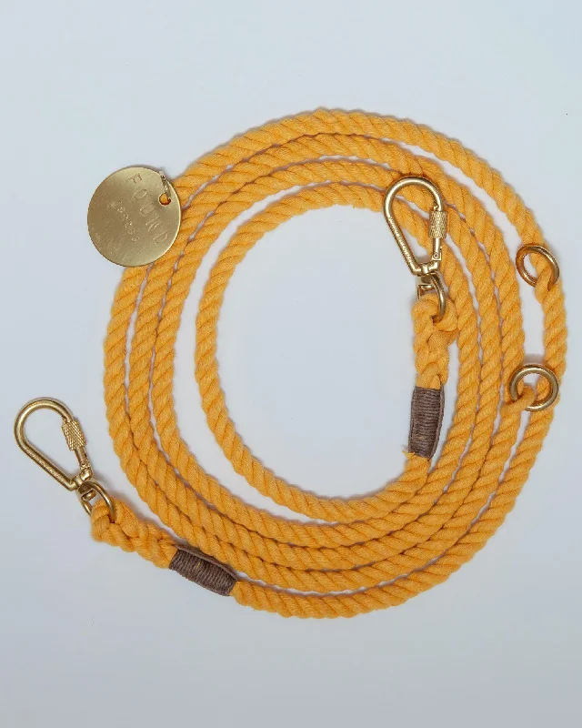 Adjustable Rope Dog Lead in Butter Yellow (Made in the USA)