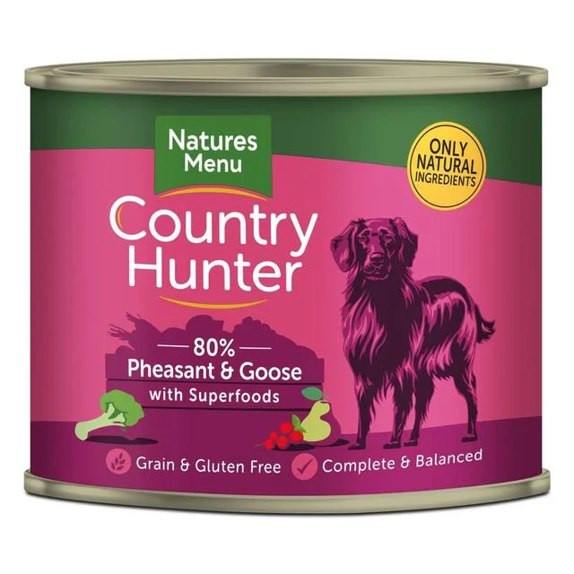 Natures Menu Country Hunter Pheasant & Goose Wet Dog Food Cans   6 x 600g