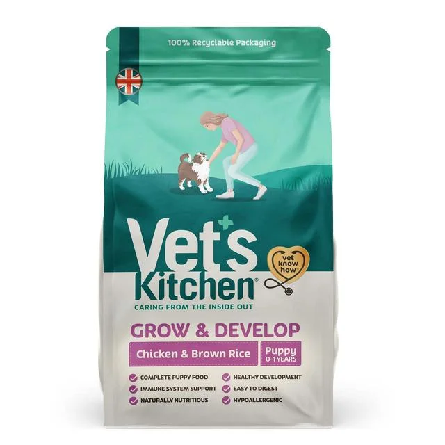 Vet's Kitchen Grow & Develop Puppy Dry Dog Food Chicken & Brown Rice   1kg