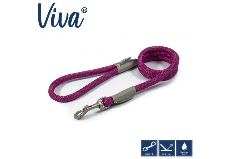 Ancol - Viva Nylon Reflective Rope Snap Lead - Purple - 107cm x 10mm (Max 30kg)